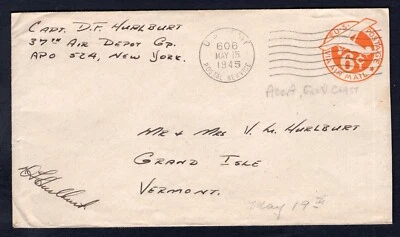 USA WW2 1945 APO 606 Accra Gold Coast on Cover to Grand Isle Vermont. Air Depot - Image 1 of 2