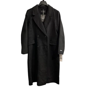 Bernardo Trench Coat Womens L Black Double Breasted Winter Essentials Capsule - Picture 1 of 9