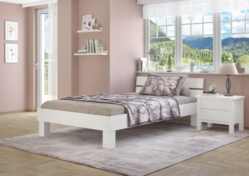 4 varianti di letto una piazza e mezzo 120x220 in Faggio bianco V-60.86-12-220W - Immagine 1 di 1
