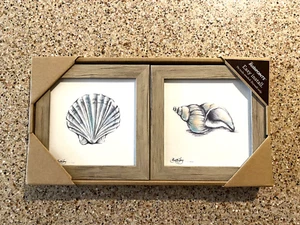 Sea Shell Pictures -6.5x6.5 allen + roth Instapoints easy install on drywall! - Picture 1 of 2