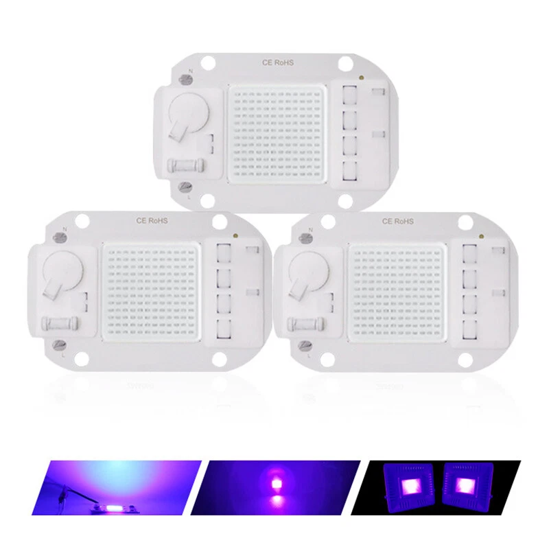 Chip de lámpara LED UV COB 50W 110V sin conductor 395nm para curar luz negra germicida Foto 1 de 4