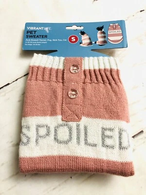 New Vibrant Life Size S “Spoiled" Winter Pet Dog Cat Holiday Sweater - Image 1 of 2