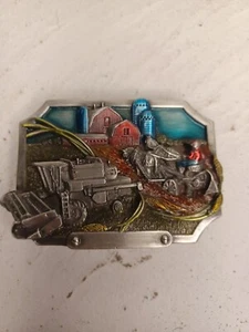 vintage siskiyou belt buckle American Farmer Combine Horse  Plow Barn Silo - Picture 1 of 5