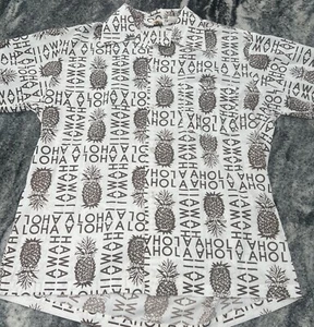 Vintage 70s Liberty House Tropicana Hawaii Brown Pineapple Aloha Shirt Small - Picture 1 of 4