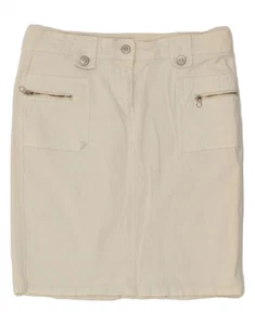 BENETTON Womens Denim Skirt IT 44 Medium W30 White Cotton DE17 - Picture 1 of 3