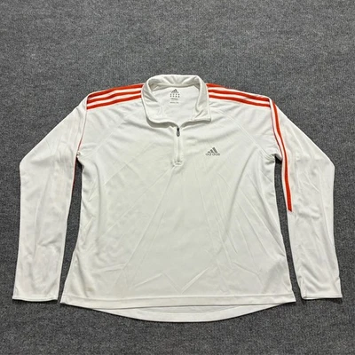 Camisa Pullover Vintage Adidas Para Hombre Manga Larga Talla XL Blanca Roja Rayas 1/4 Cremallera Foto 1 de 4