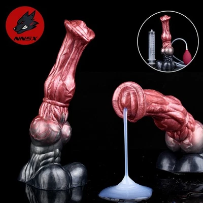 Silicone Squirting Penis Fantasy Knot Ejaculation Dildo Large Anal Plug Sex Toys - Image 1 of 4
