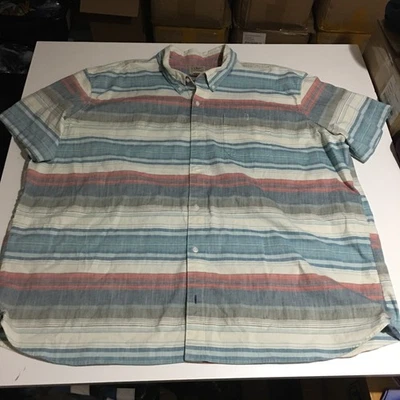 LL Bean Men's 3XL Short Sleeve Button Up Shirt XXXL 3XL Traditional Fit Striped - Image 1 of 4