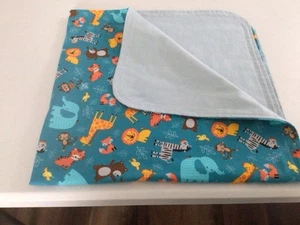 New Handmade 35 x 35 Baby/Toddler Double Sided Flannel Blanket With Cute Animals - Picture 1 of 3