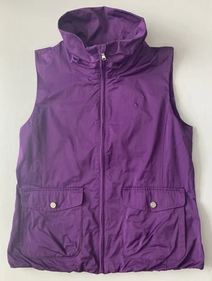 Chaleco de Golf Ralph Lauren M Cremallera Cuello Acanalado Bolsillos a Presión Dobladillo Elástico Ventilado Púrpura Foto 1 de 4