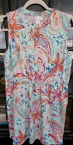 Stella Parker Large Hawaiian Paisley Floral Elastic Waist Dress Beach Resort - Picture 1 of 8