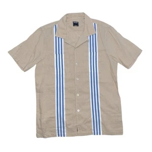 Camicia uomo Todd Snyder Camp-Collar a righe cotone e lino con bottoni nuova con etichetta small - Foto 1 di 8