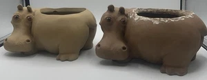 TWO VTG Anthony Freeman McFarlin Ceramic Hippo Planter California Pottery - Picture 1 of 16
