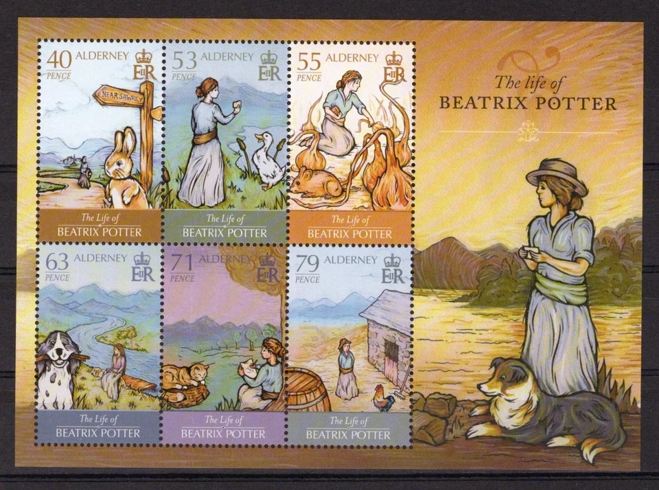 Alderney 476a MNH Beatrix Potter Literature Animals Cats Dogs ZAYIX 101623SM71M - Image 1 of 1