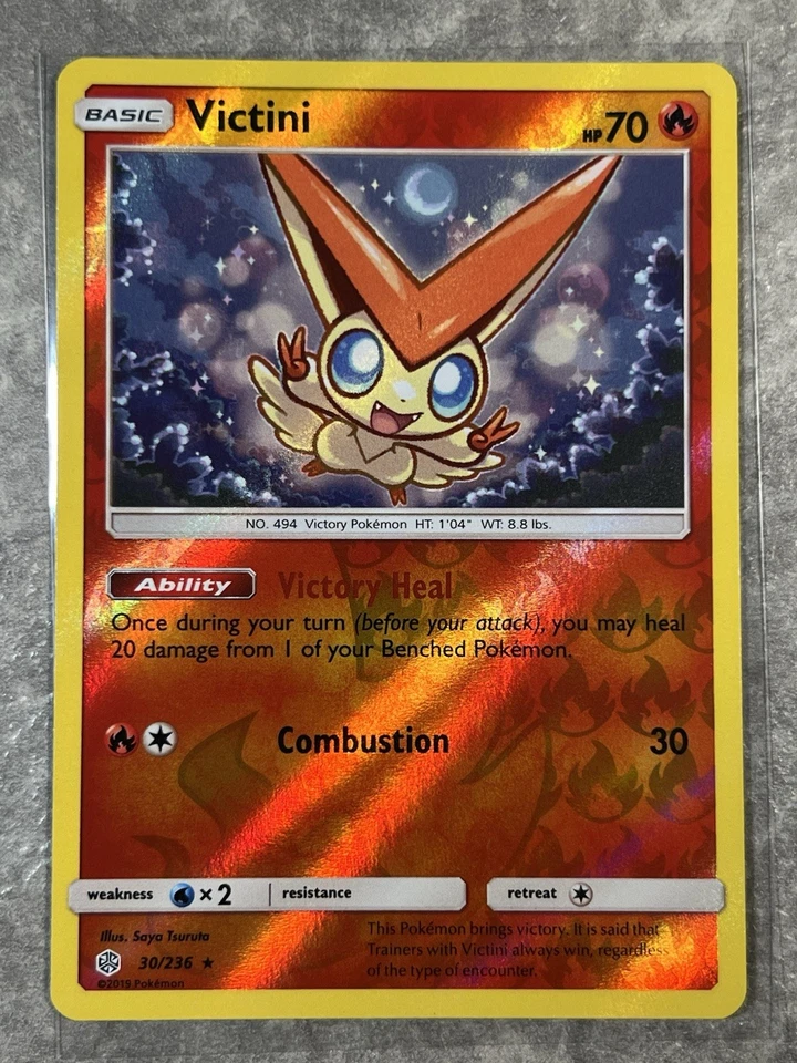 Victini 30/236 Pokemon TCG Sun Moon Sm-Cosmic Eclipse Reverse Holo (Near Mint)  - Image 1 of 2