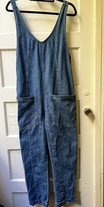 Happily grauer Overall Damen XS blau Jeans Denim Jumpsuit Fronttaschen Boho Bauernhof - Bild 1 von 10