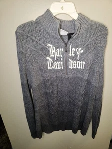 Harley Davidson Women's 2XL 1/4 Zip Cable Knit Chunky Sweater Grey Ombre - Picture 1 of 9