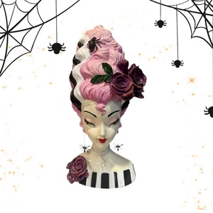 Frankenstein Monster Braut Büste mit rosa Haaren Halloween Deko - Bild 1 von 10