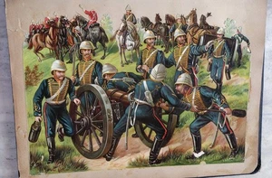 Militär gestanzte Chromolithoraph Karte Krieg Kampf Szene viktorianisches Sammelalbum  - Bild 1 von 4