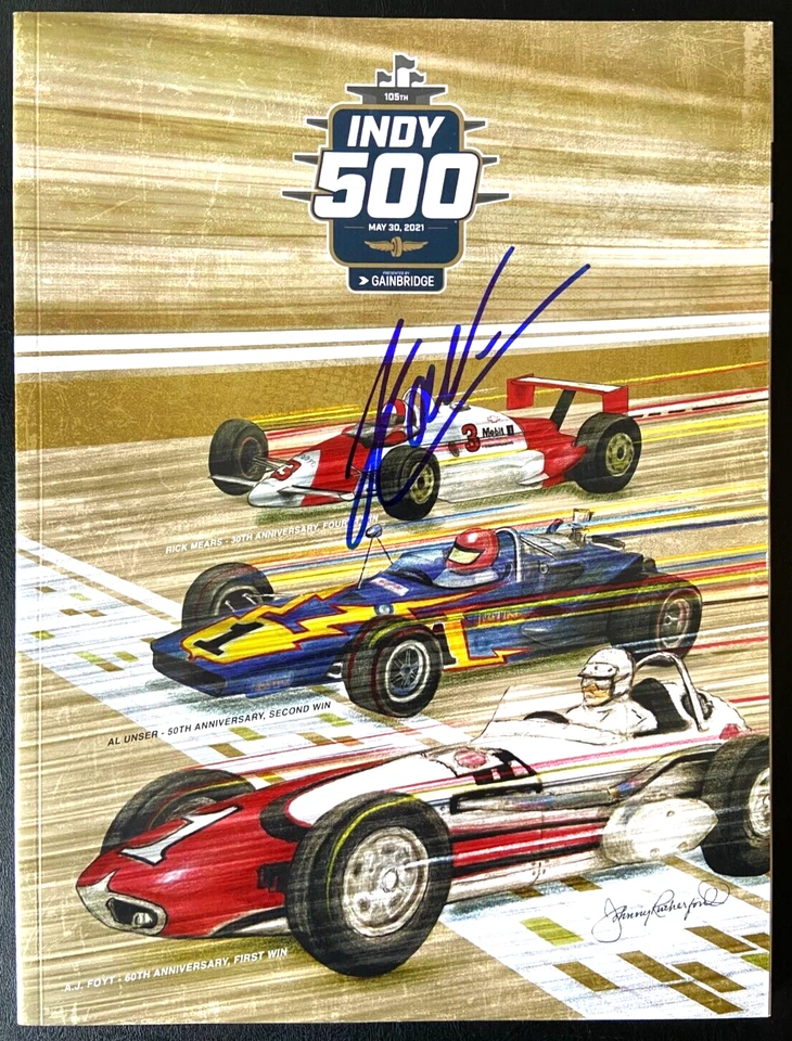 2021 INDY 500 4X WINNER HELIO CASTRONEVES SIGNED 105TH PROGRAM INDIANAPOLIS - Image 1 of 1