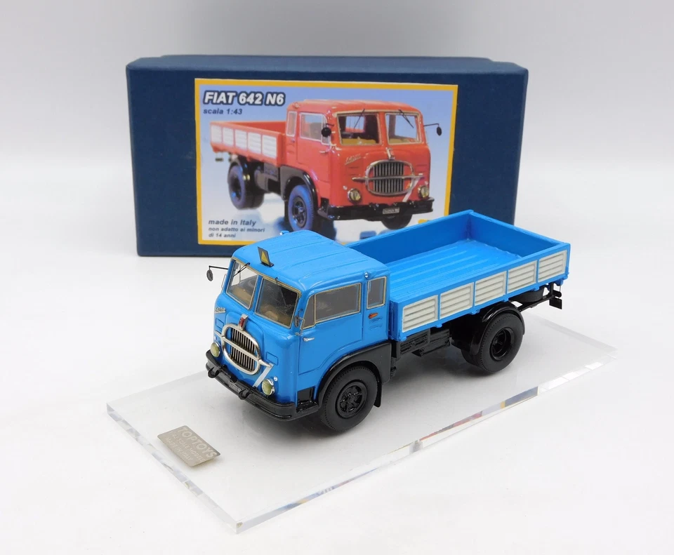 Fiat camion resina 642 N6 montato truck 1:43 MIB Toptoys CB Models azzurro - Immagine 1 di 4