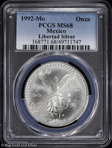 1992-Mo Onza Mexico 1 oz Silver Libertad PCGS MS 68 | Uncirculated UNC BU - Picture 1 of 4