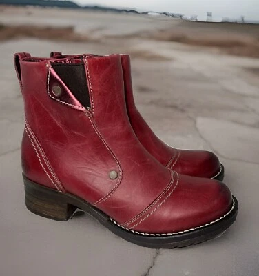 Dromedaris Kassia Size 37 6.5 7 Ankle Boots Red  Cap Toe Burnished Toe Leather - Image 1 of 4
