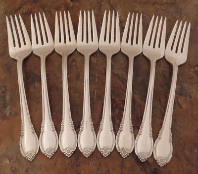 Juego de 8 tenedores de ensalada IS Remembrance 1847 Rogers de colección cubiertos plateados lote C Foto 1 de 4