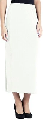 Long Pencil Skirt White PonteRoma Jersey Lower Rear Split Ladies Plus Size - Image 1 of 4