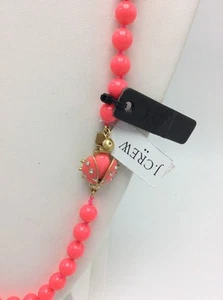 $39.50 J Crew Single Strand Beaded Neon Pink Bead Necklace Lady Bug Clasp JC1 - Picture 1 of 4