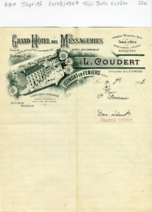 Dépt 15 - Condat en Feniers - Très Belle Entête d'un Hôtel du 20/09/1907 - Picture 1 of 1