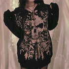 Cyber y2k Sweatshirt Women Gothic Punk Skull Print Long Sleeve Top Grunge Hoodie