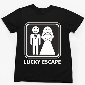 LUCKY ESCAPE T-SHIRT lustiger Slogan Neuheit Herren Geek Geschenk Hochzeit Hirsch Party - Bild 1 von 2