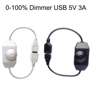 USB 5V 3A Knob 0-100% Dimming Switch Power Supply Cable for 2835 5050 led strips - Picture 1 of 6