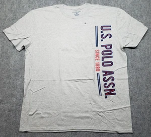 US Polo Assn T-Shirt Mens Size 2XL Gray Graphic Print Crew Neck Short Sleeve New - Picture 1 of 7