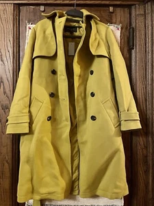 Ann Taylor Petite Belted Trench Coat XXSP Petite Yellow - Picture 1 of 5