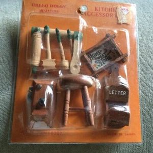 NWOT Hello Dolly Miniature Kitchen Accessories Set #8397 Stool Phone Tray Letter - Picture 1 of 9