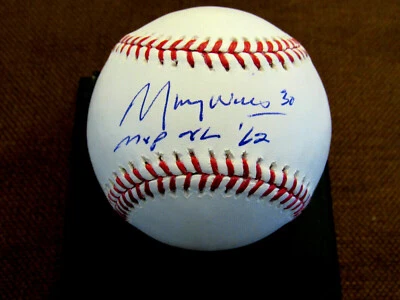 MAURY WILLS MVP NL 1962 DODGERS 2ND BASEMAN SIGNED AUTO OML BASEBALL JSA BEAUTY - Image 1 of 3