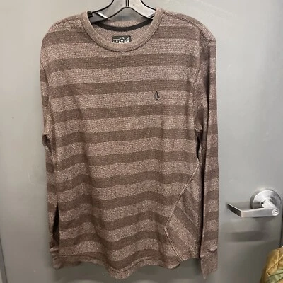 Volcom Mens Long Sleeve Stripped Red And Grey Long Sleeve Sz L - Image 1 of 4