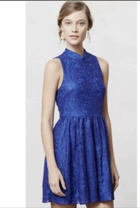 Vestido Anthropologie Moulinette Souers Harlow Azul Encaje Pequeño Excelentes Mangas - Imagen 1 de 4