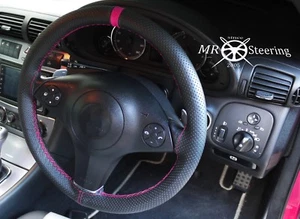 FOR MAZDA MPV 1999-2006 PERFORATED LEATHER STEERING WHEEL COVER + HOT PINK STRAP - Picture 1 of 6