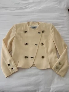 Vintage Albert Nipon Cropped Wool Suite Top Blazer Jacket sz 4 - Picture 1 of 15