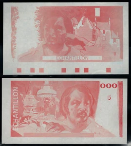 Set 2 Test Note Banque De France "000 Balzac" Echantillon orange Proof Specimen - Picture 1 of 2