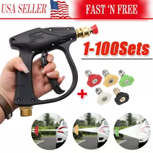 1/4" High Pressure Washer Gun 4000 PSI Car Wash Foam Spray Short Wand w/5 Nozzle - Picture 1 of 15