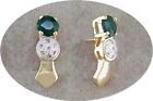 18 Kt Gold Over Sterling Silver  Agate & Diamond Earrings
