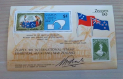 Samoa Sc.  533 Souvenir Sheet - Signed by Designer MNH - Zeapex 80 — 第 1/3 张图片