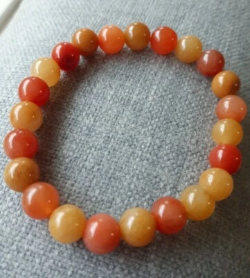 Brazalete Brazalete Natual Grado A Acuoso Rojo Amarillo Jade Piedras Preciosas Redondas 8.5mm Cuentas Foto 1 de 3