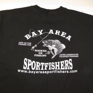 BAY AREA SPORT FISHERS FISH FISHING TEE T SHIRT Mens L Black - Picture 1 of 4