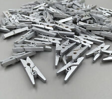 DIY Mini Silver Wooden Clothe Photo Paper Peg Clothespin Craft Clips 25MM