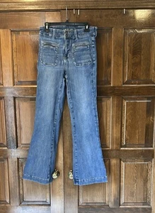 American Eagle Jeans Damen 10 lang blau super hoher Bund Schlag Stretch Denim 28 x 31 - Bild 1 von 8